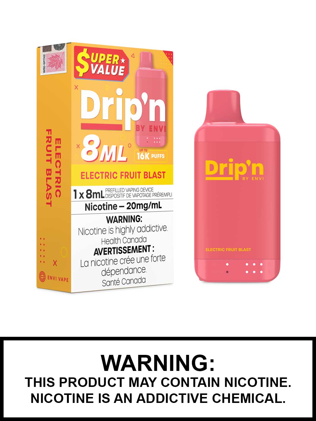 Electric Fruit Blast Drip'n 8mL Disposable Vape, Drip'n by Envi, Dripn Vape, Vape360 Canada
