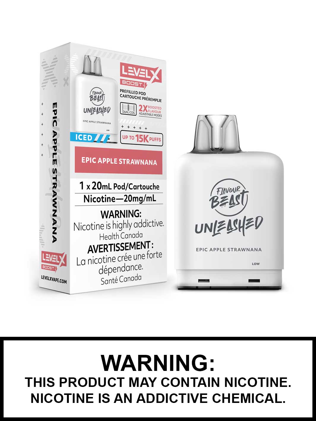 Epic Apple Strawnana Iced Level X Unleashed Boost Pods by Flavour Beast, Vape360 Canada