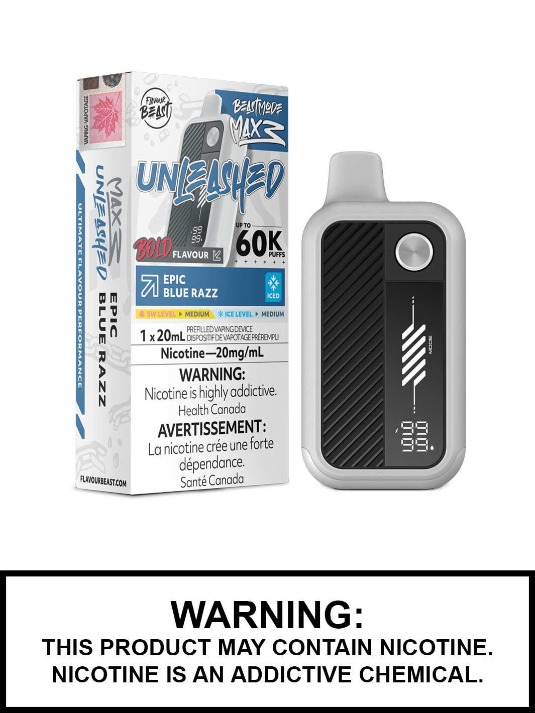 Epic Blue Razz Iced Flavour Beast Beast Mode Max 3 Disposable Vape, 60K Puffs