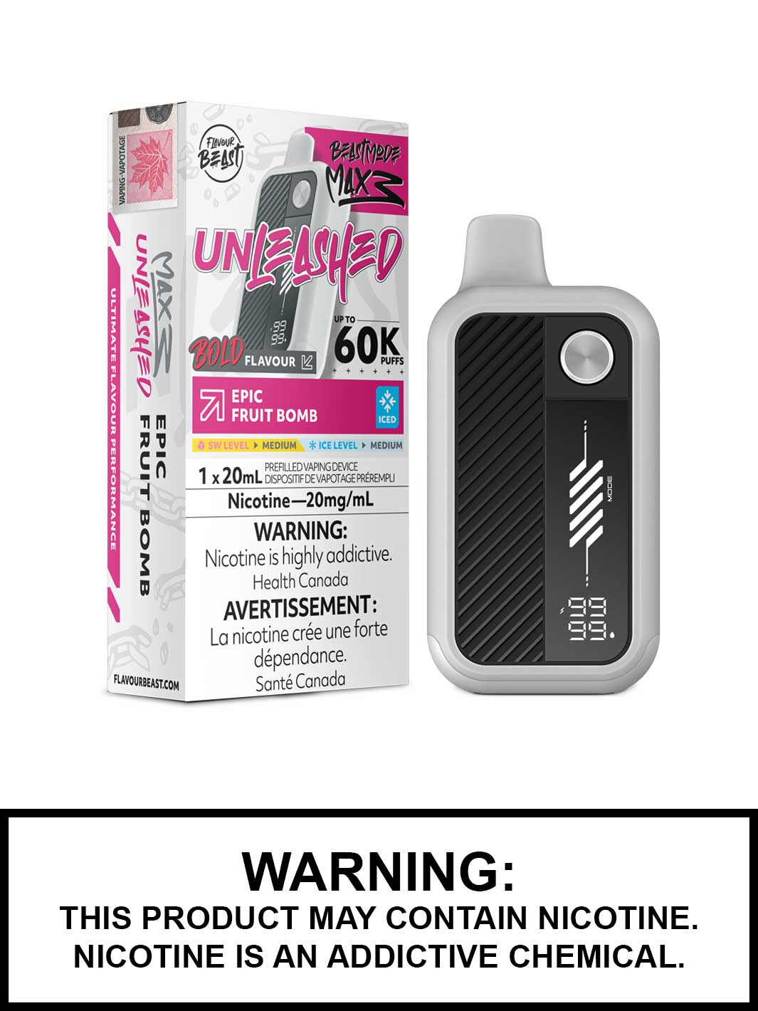 Epic Fruit Bomb Iced Flavour Beast Beast Mode Max 3 Disposable Vape, 60K Puffs