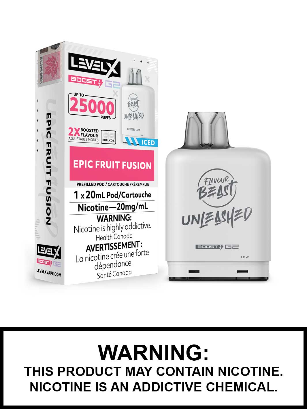 Epic Fruit Fusion Iced Flavour Beast Level X Pods, Unleashed Boost G2 Pods, Flavour Beast Pods, Vape360 Canada