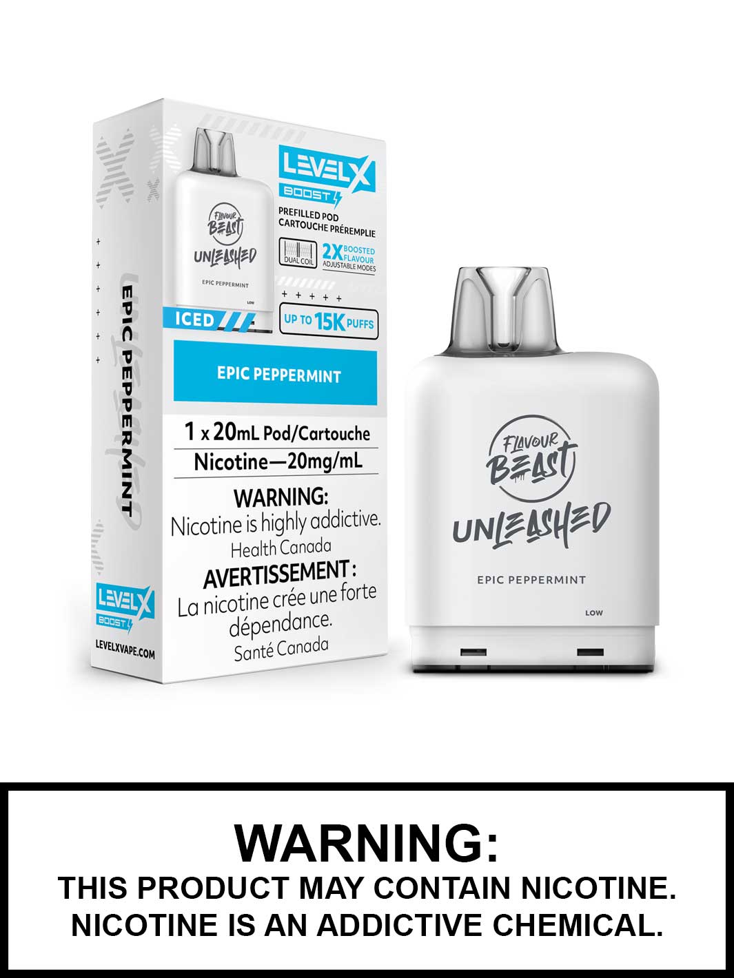 Epic Peppermint Iced Level X Unleashed Boost Pods by Flavour Beast, Vape360 Canada