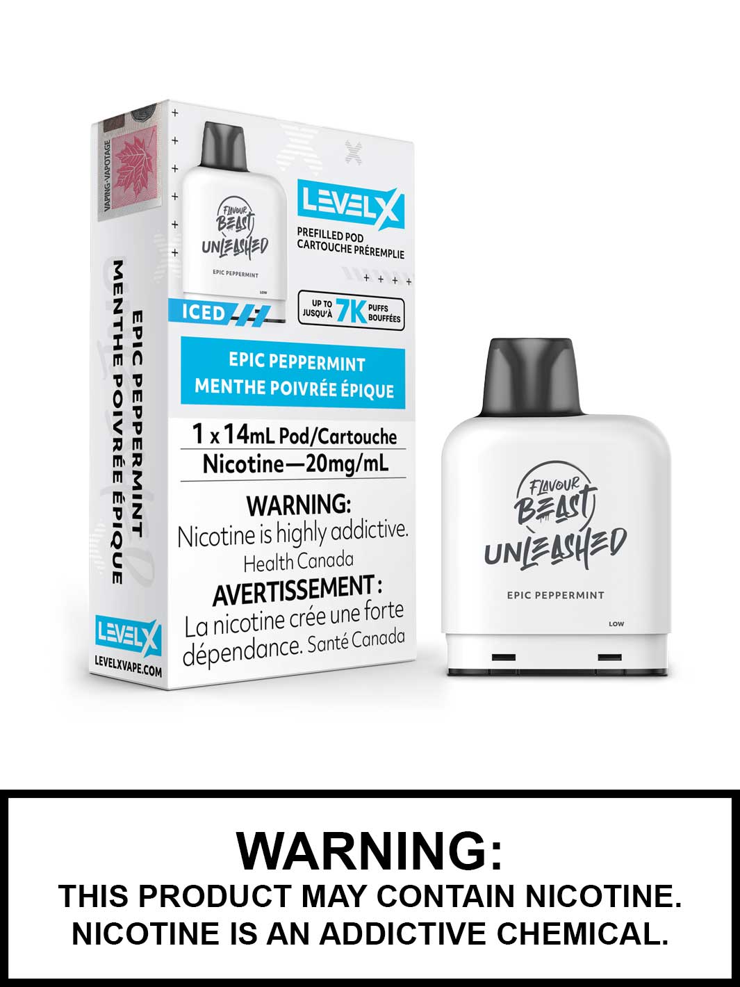 Epic Peppermint Iced Level X Flavour Beast Unleashed Pods, Vape360 Canada