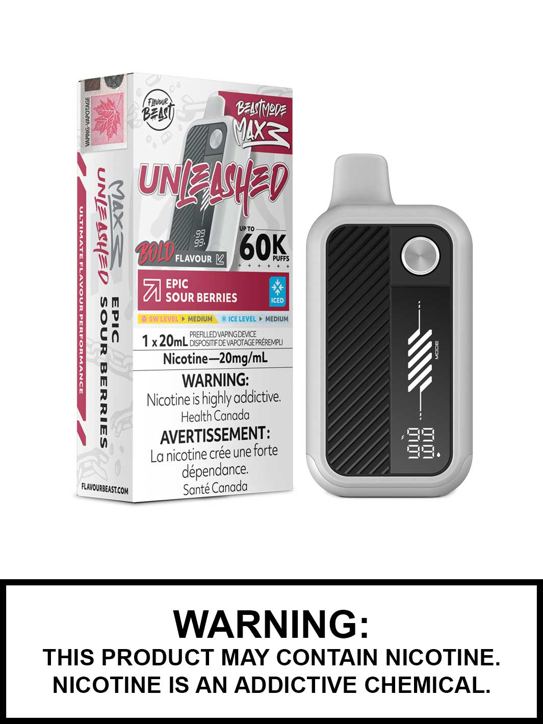 Epic Sour Berried Iced Flavour Beast Beast Mode Max 3 Disposable Vape, 60K Puffs