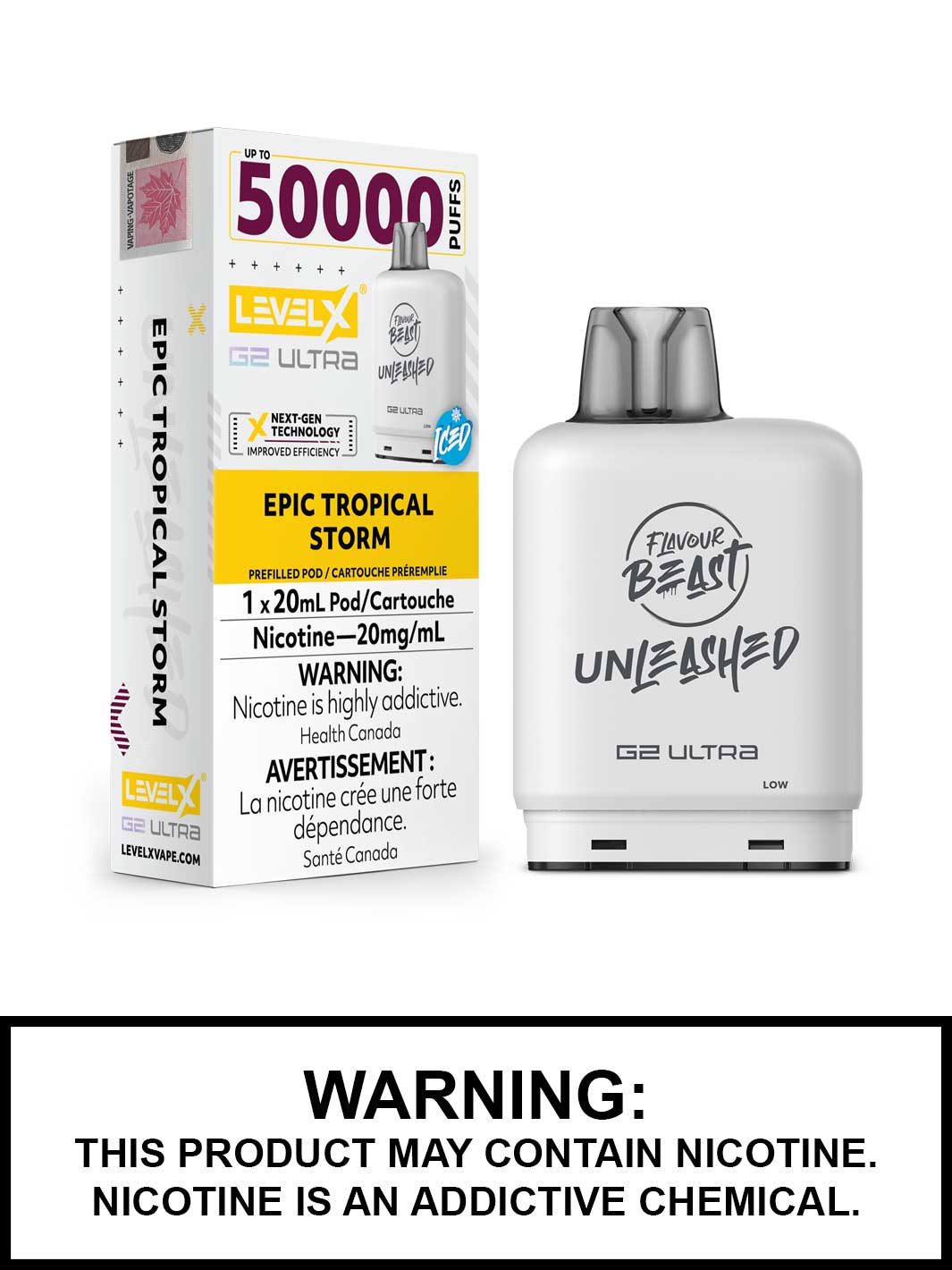 Epic Tropical Storm Iced Level X Ultra Pods, Flavour Beast Unleashed, Level X Vape, Vape360 Canada