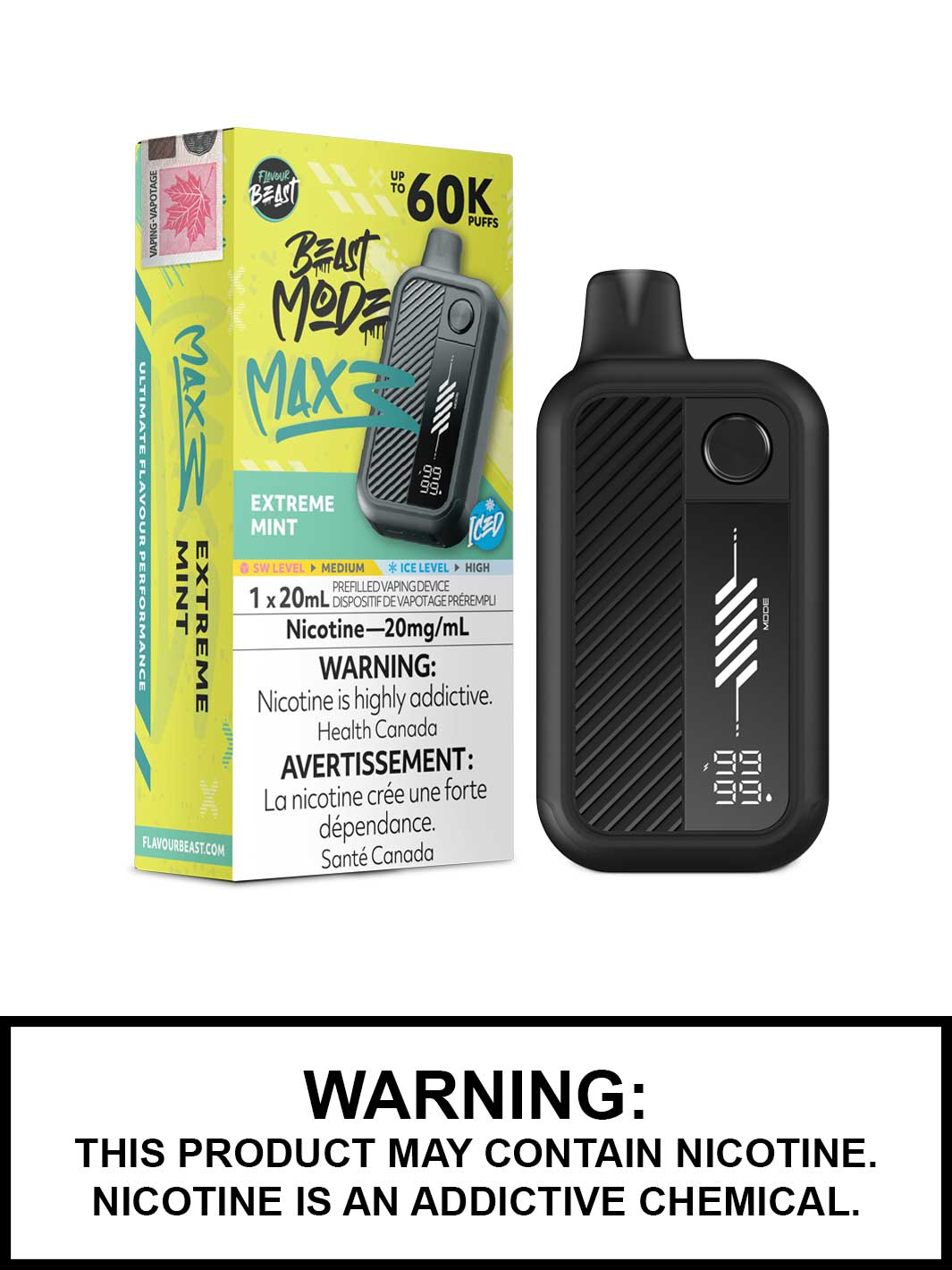 Extreme Mint Iced Flavour Beast Beast Mode Max 3 Disposable Vape, 60K Puffs