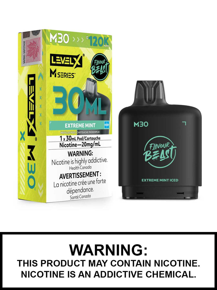 Extreme Mint Iced Level X M Series Pods, M30 Pod 120K Puffs
