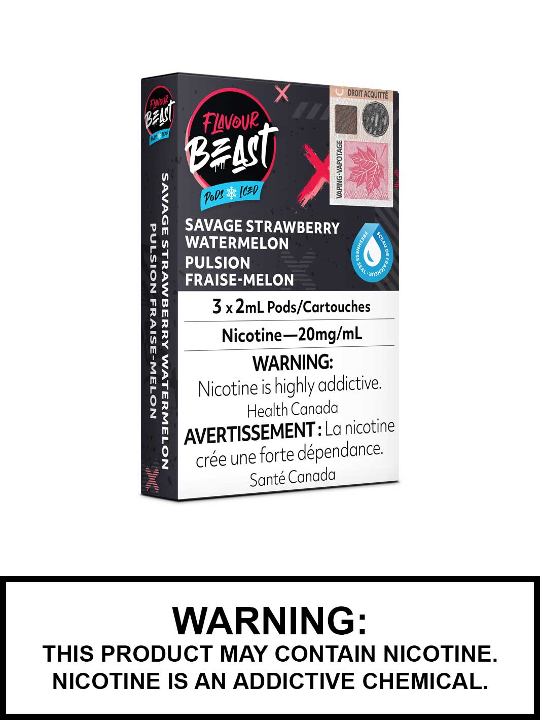 Savage Strawberry Watermelon Iced Flavour Beast Pods, STLH Compatible Pods, Vape360 Canada