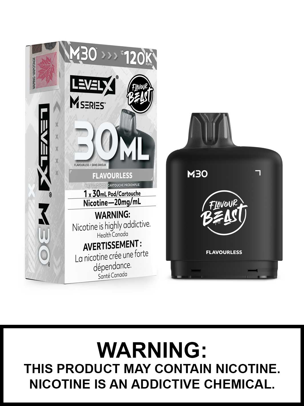 Flavourless Level X M Series Pods, M30 Pod 120K Puffs