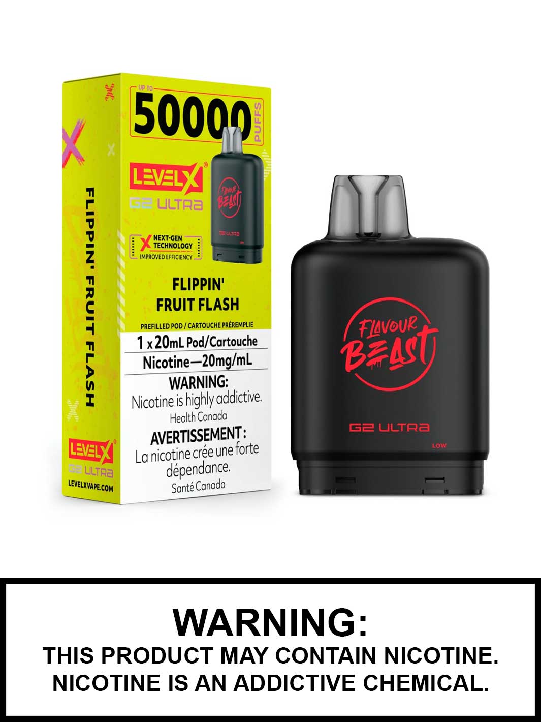 Flippin Fruit Flash Level X G2 Ultra Pods, Level X Vape, Flavour Beast Flavours, Vape360 Canada