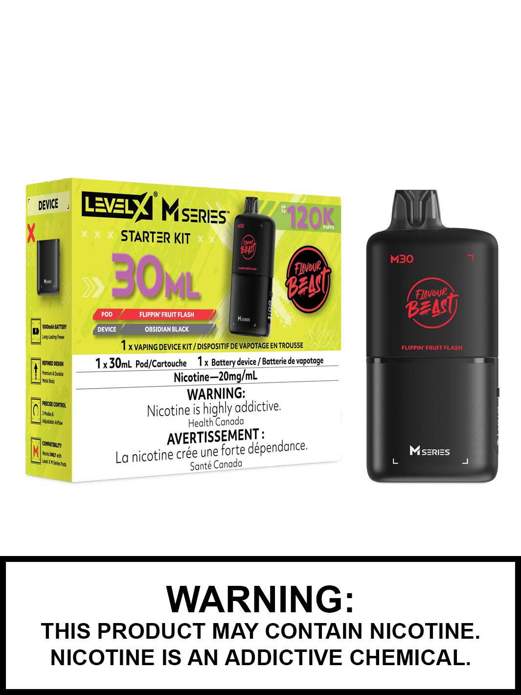 Flippin Fruit Flash Level X M Series Starter Kit, M30 120K Puffs