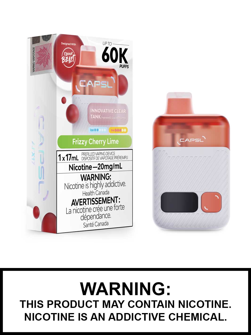 Frizzy Cherry Lime CAPSL 60K Disposable Vape, CAPSL Vape Canada