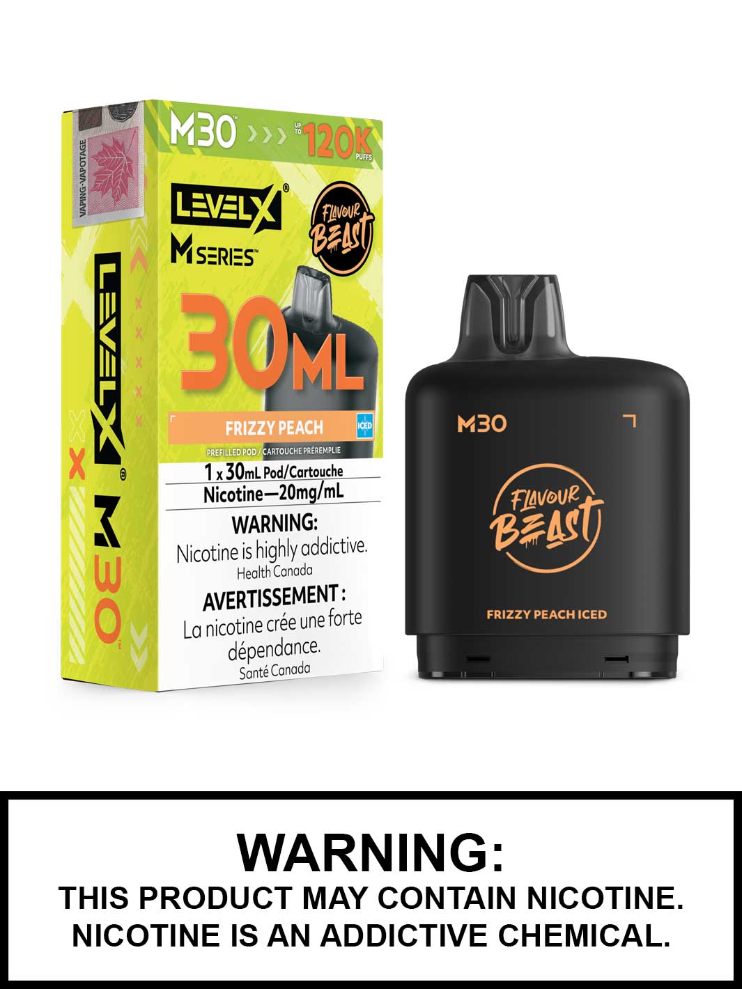 Frizzy Peach Iced Level X M Series Pods, M30 Pod 120K Puffs