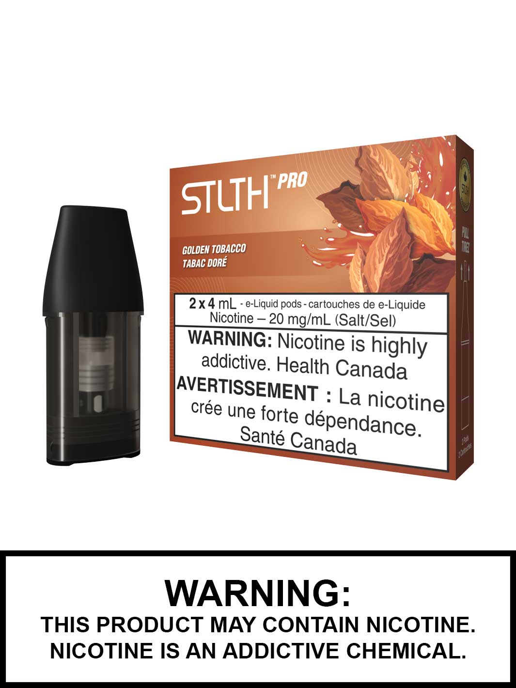 Golden Tobacco STLTH Pro Pods, STLTH Pods Canada, Vape360