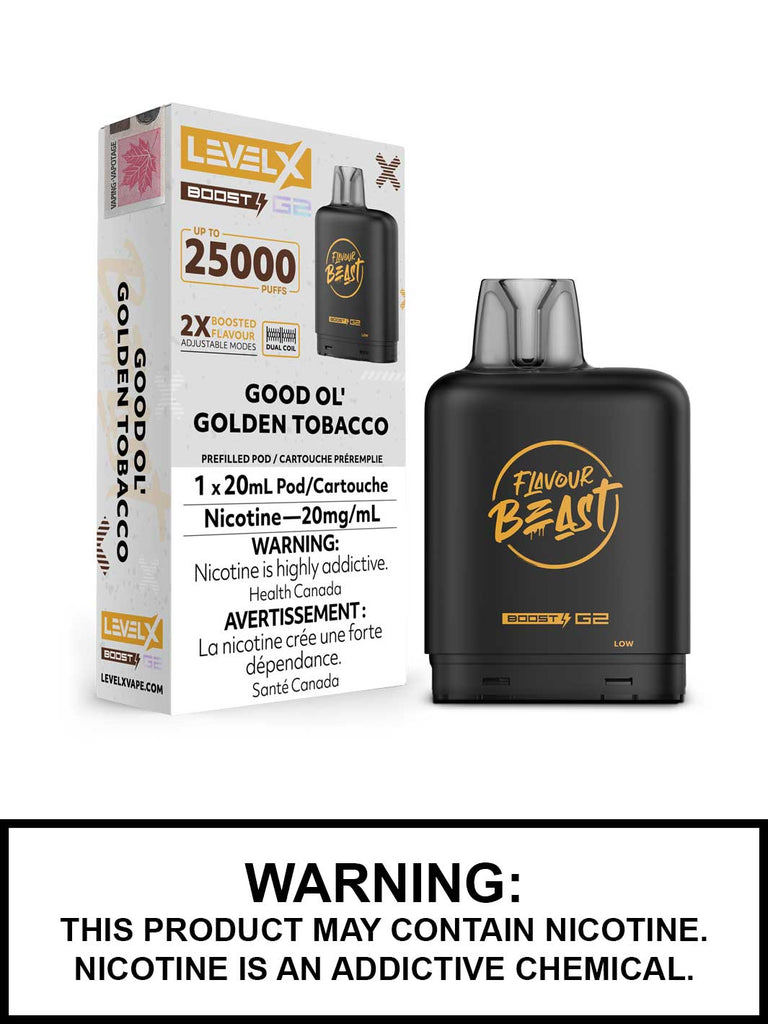 Good Ol Golden Tobacco Flavour Beast Level X Boost G2 Pods, 20mL