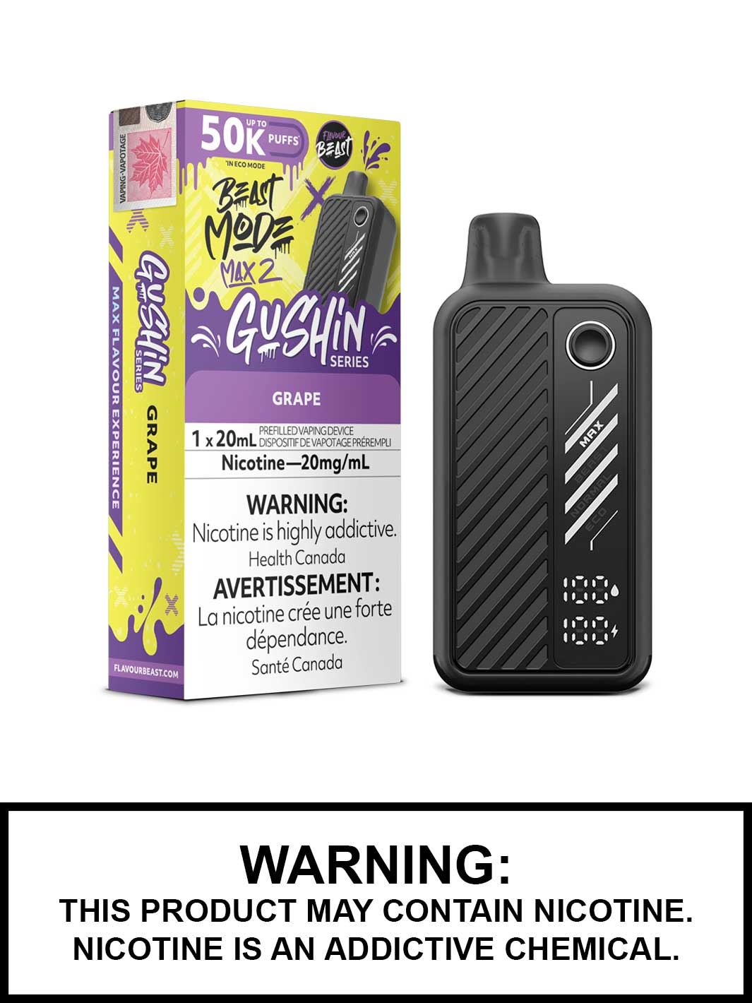 Gushin Series Grape Flavour Beast Beast Mode Max 2 Disposable Vape, Flavour Beast Vape, Vape360 Canada