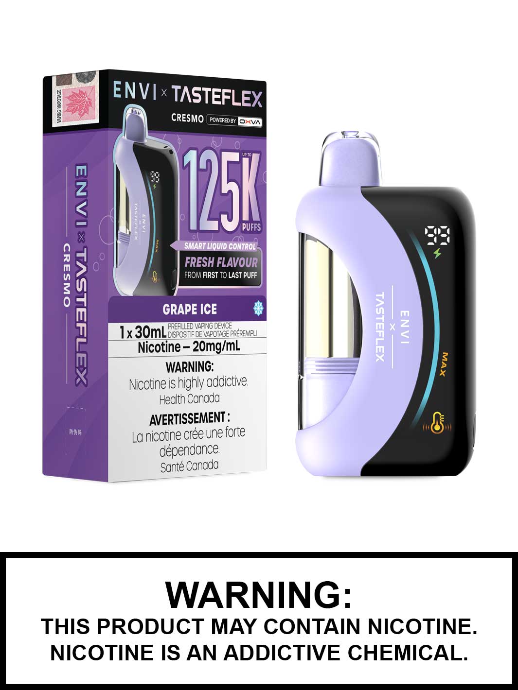 Grape Ice Cresmo ENVI x Tasteflex 125K Disposable Vape, ENVI Vape