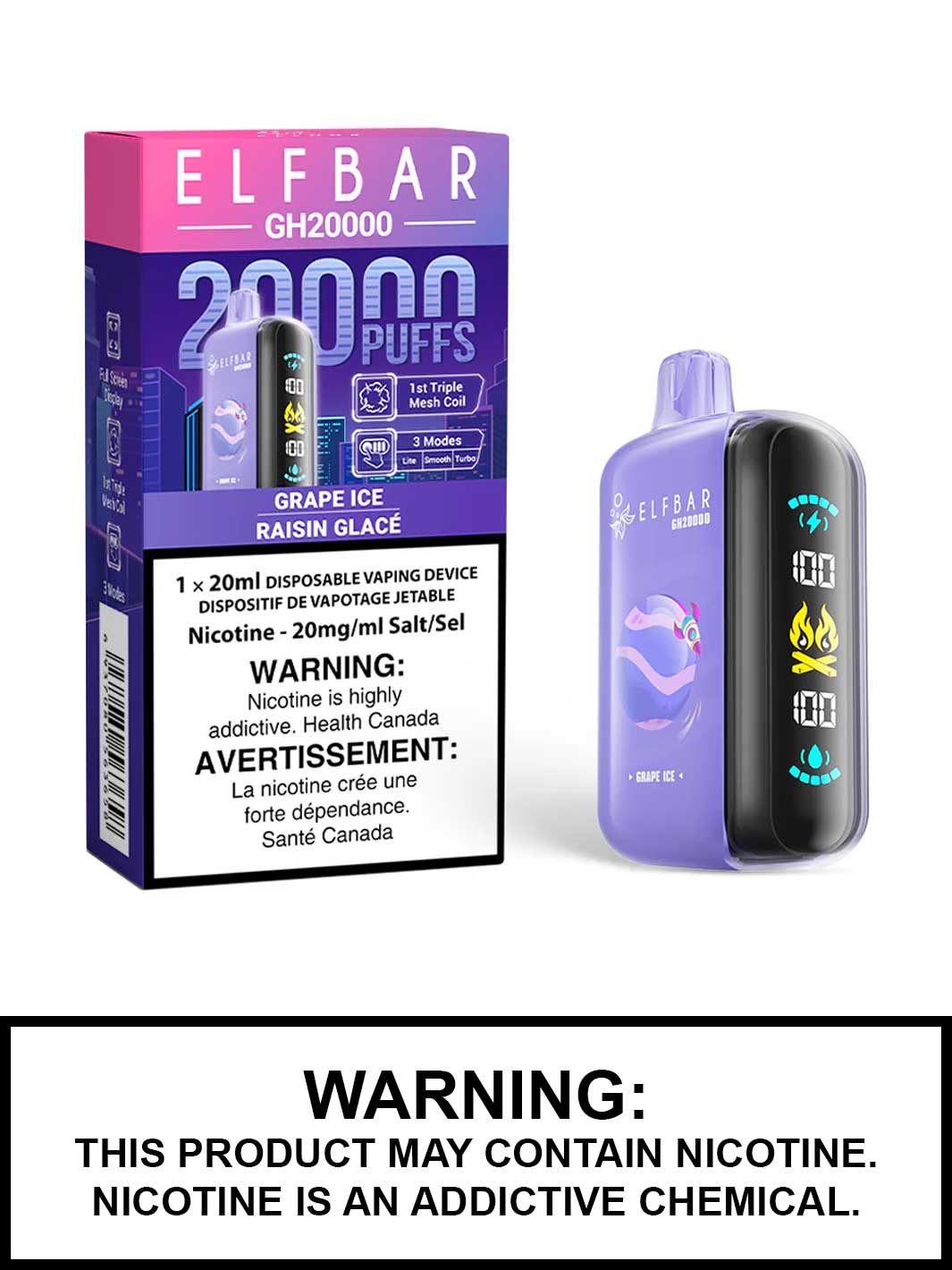 Grape Ice Elf Bar GH20000, Elf Bar 20K, Vape360 Canada