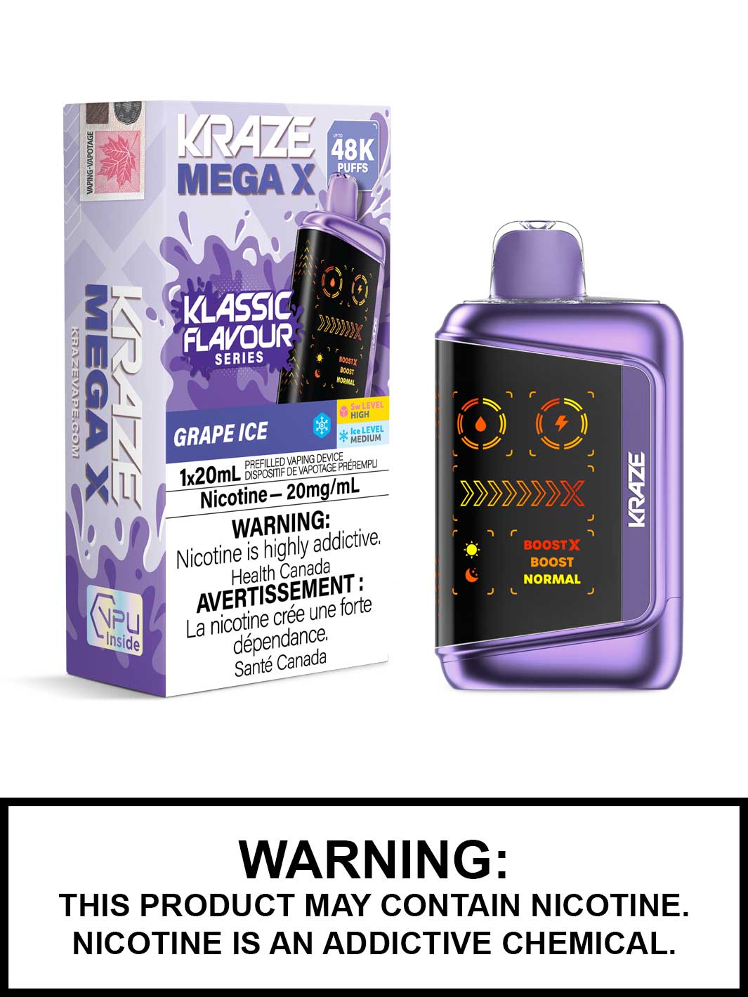 Grape Ice Kraze Mega X 48K Disposable Vapes, Kraze 48K