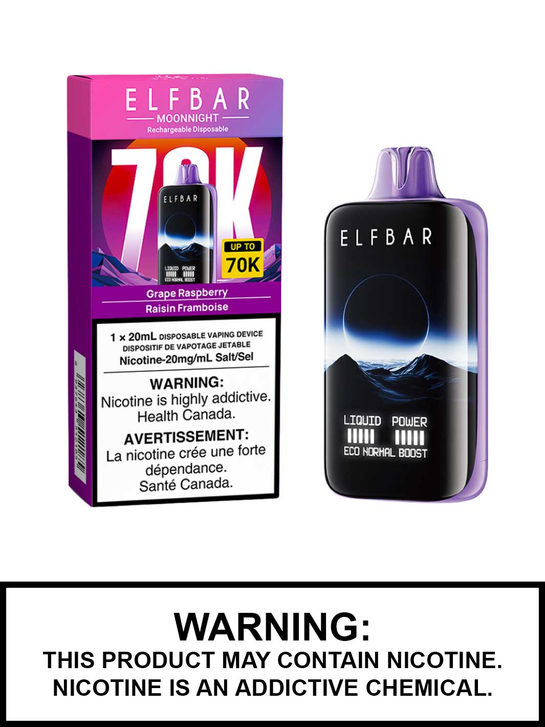Grape Raspberry Elf Bar MoonNight 70K Disposable Vape, Elf Bar Vape, Vape360 Canada
