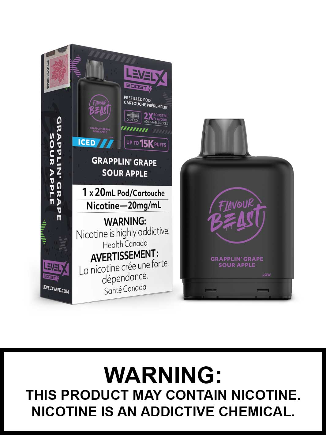 Grapplin Grape Sour Apple Iced Flavour Beast Level X Boost G2 Pods Grapplin Grape Sour Apple Iced Flavour Beast Level X Boost G2 Pods