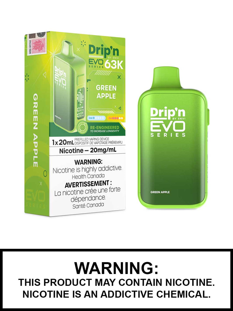 Green Apple Dripn Evo 63K Disposable Vape, Drip'n Vape