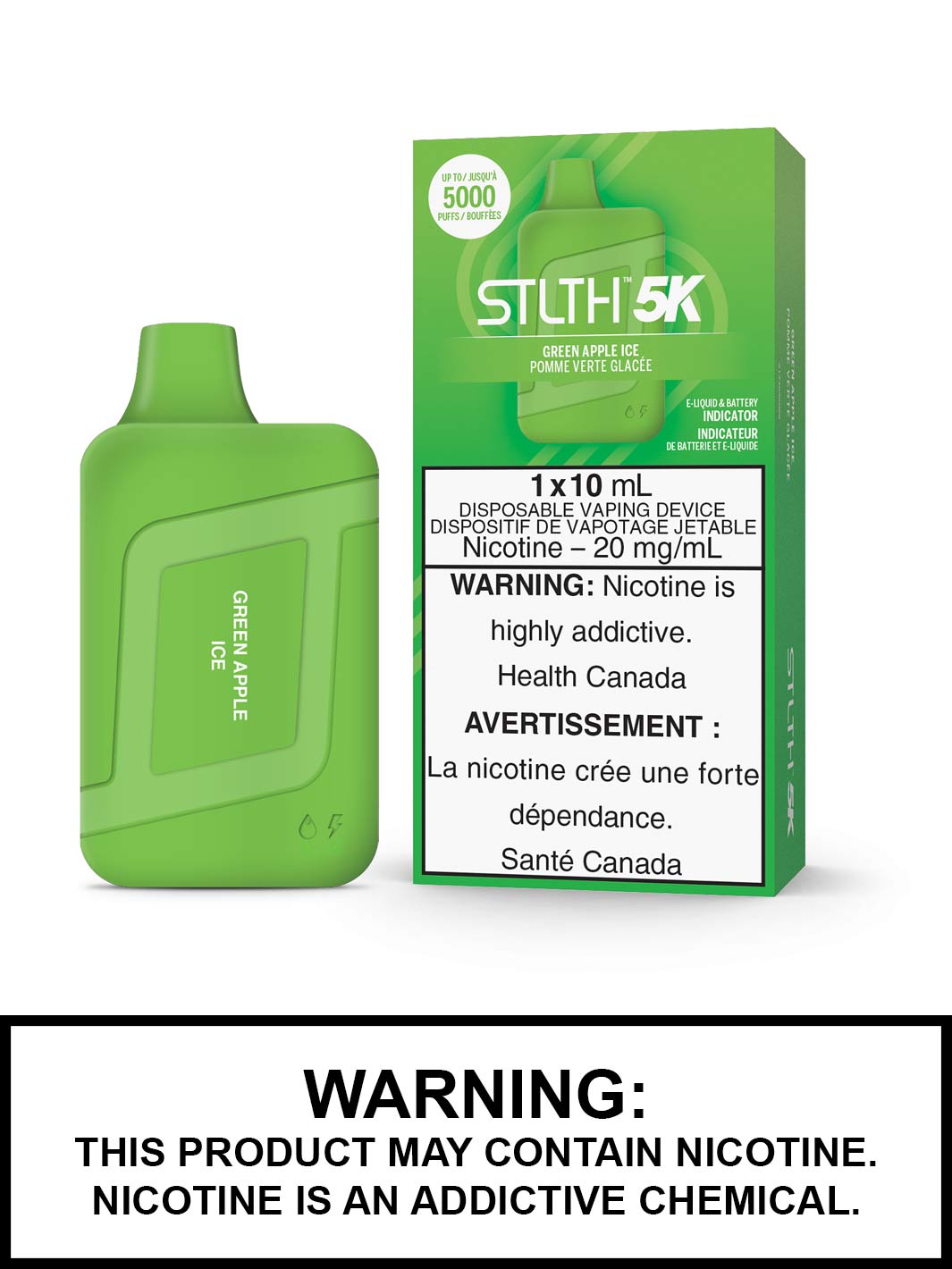 Green Apple Ice STLTH 5K Disposable Vapes by STLTH Vape, Disposable Vape Canada, Vape360
