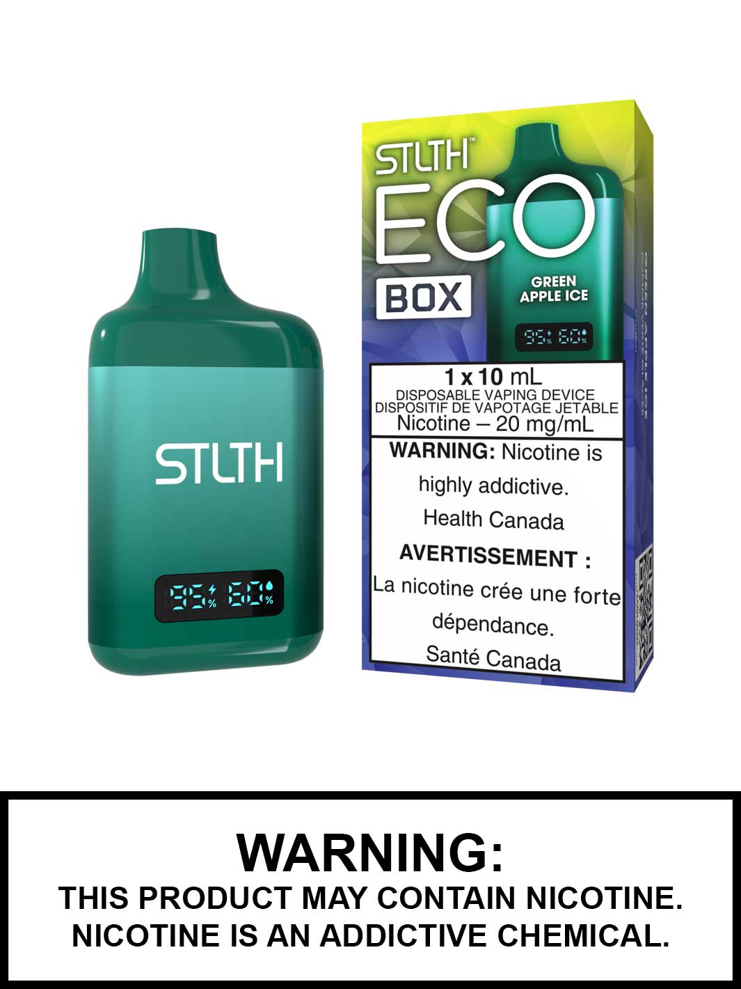 Green Apple Ice STLTH Eco Box Disposable Vape, STLTH Vape, Vape360 Canada