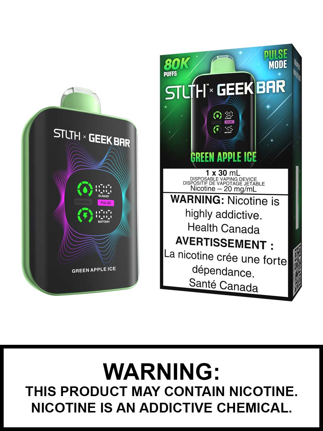 Green Apple Ice STLTH x Geek Bar Disposable Vape, Geek Bar Pulse Canada, Vape360