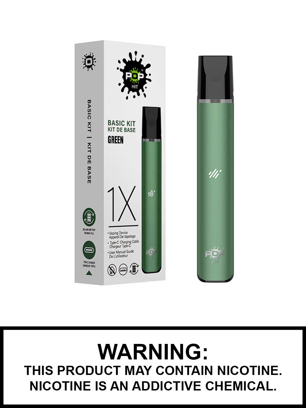 Green Pop Hit 2.0 Basic Kit Pod Vape, Pop Pods