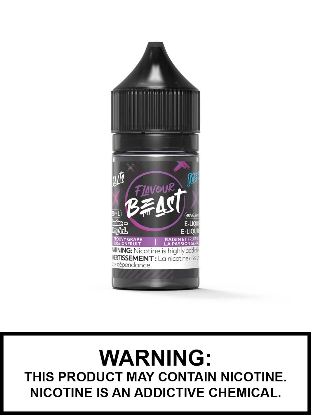 Groovy Grape Passionfruit Iced Flavour Beast Salts, Salt Nic Flavour Beast Flavours, Vape360 Canada