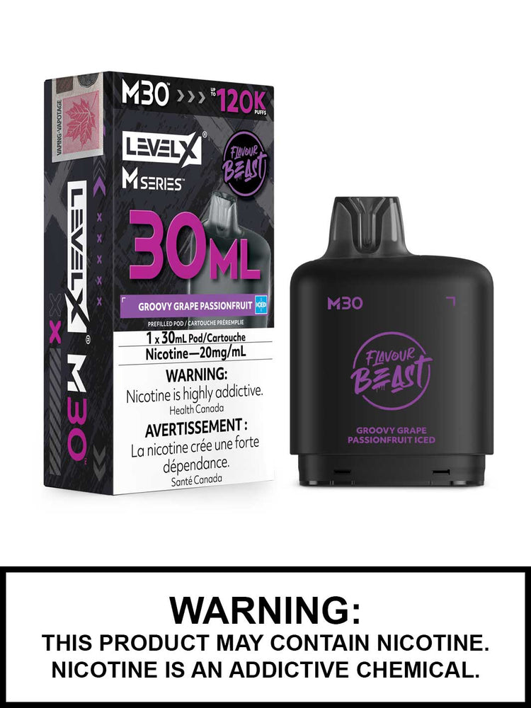 Groovy Grape Passionfruit Iced Level X M Series Pods, M30 Pod 120K Puffs