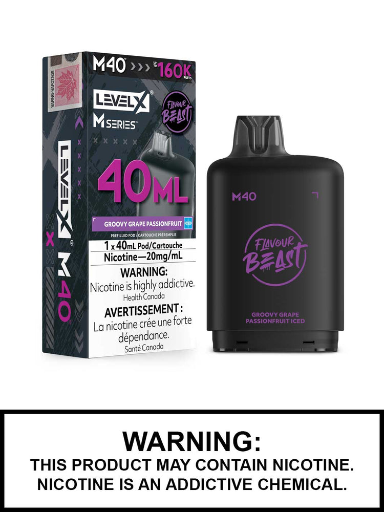 Groovy Grape Passionfruit Iced Level X M Series Pods, M40 Pod 160K Puffs