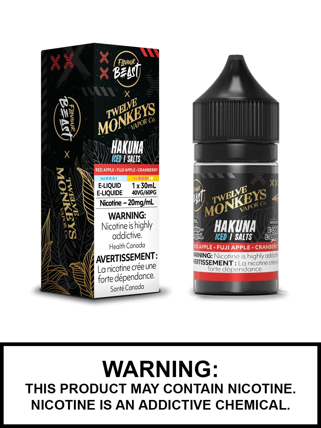 Hakuna Iced Flavour Beast x Twelve Monkeys Salt Nic Vape Juice, 20mg
