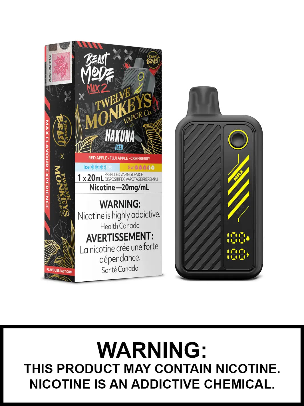 Hakuna Iced disposable vape – Twelve Monkeys x Flavour Beast Beast Mode Max 2, 50,000 puffs