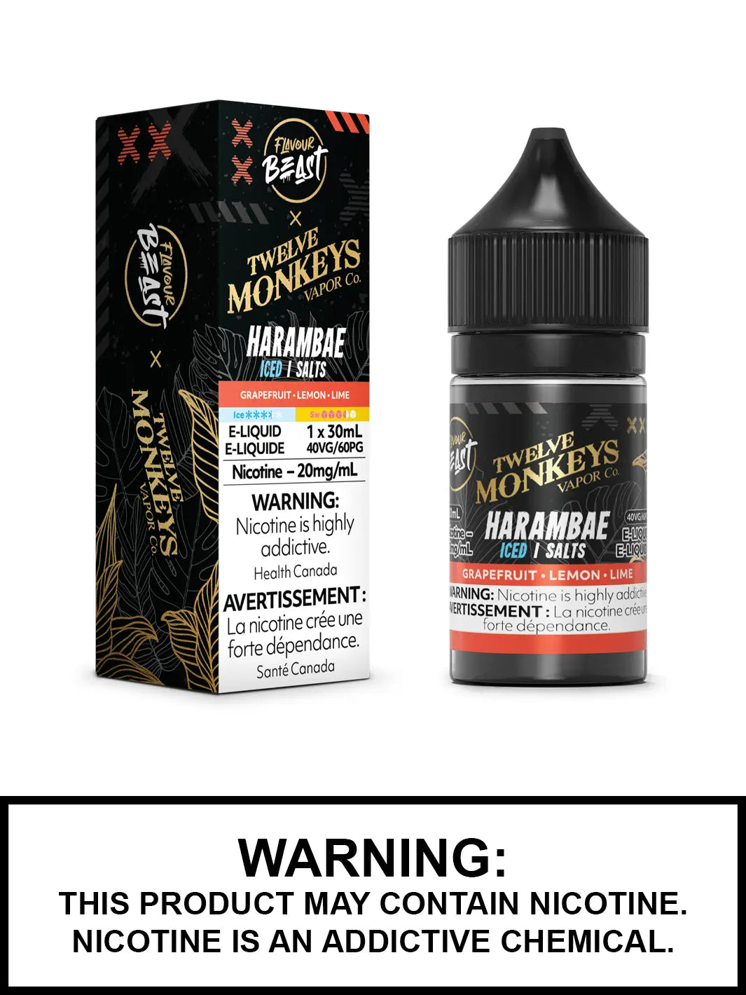 Harambae Iced Flavour Beast x Twelve Monkeys Salt Nic Vape Juice, 20mg