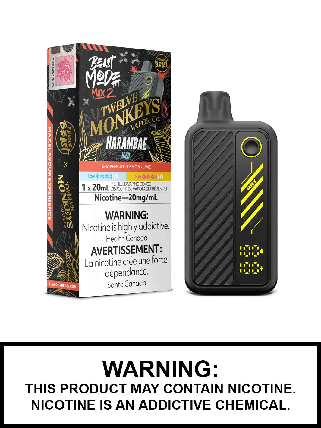Harambae Iced disposable vape – Twelve Monkeys x Flavour Beast Beast Mode Max 2, 50,000 puffs