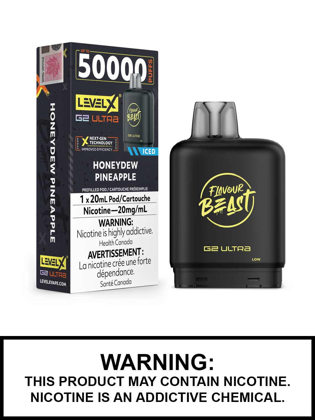 Honeydew Pineapple Iced Level X G2 Ultra Pods, Level X Vape, Flavour Beast Flavours, Vape360 Canada