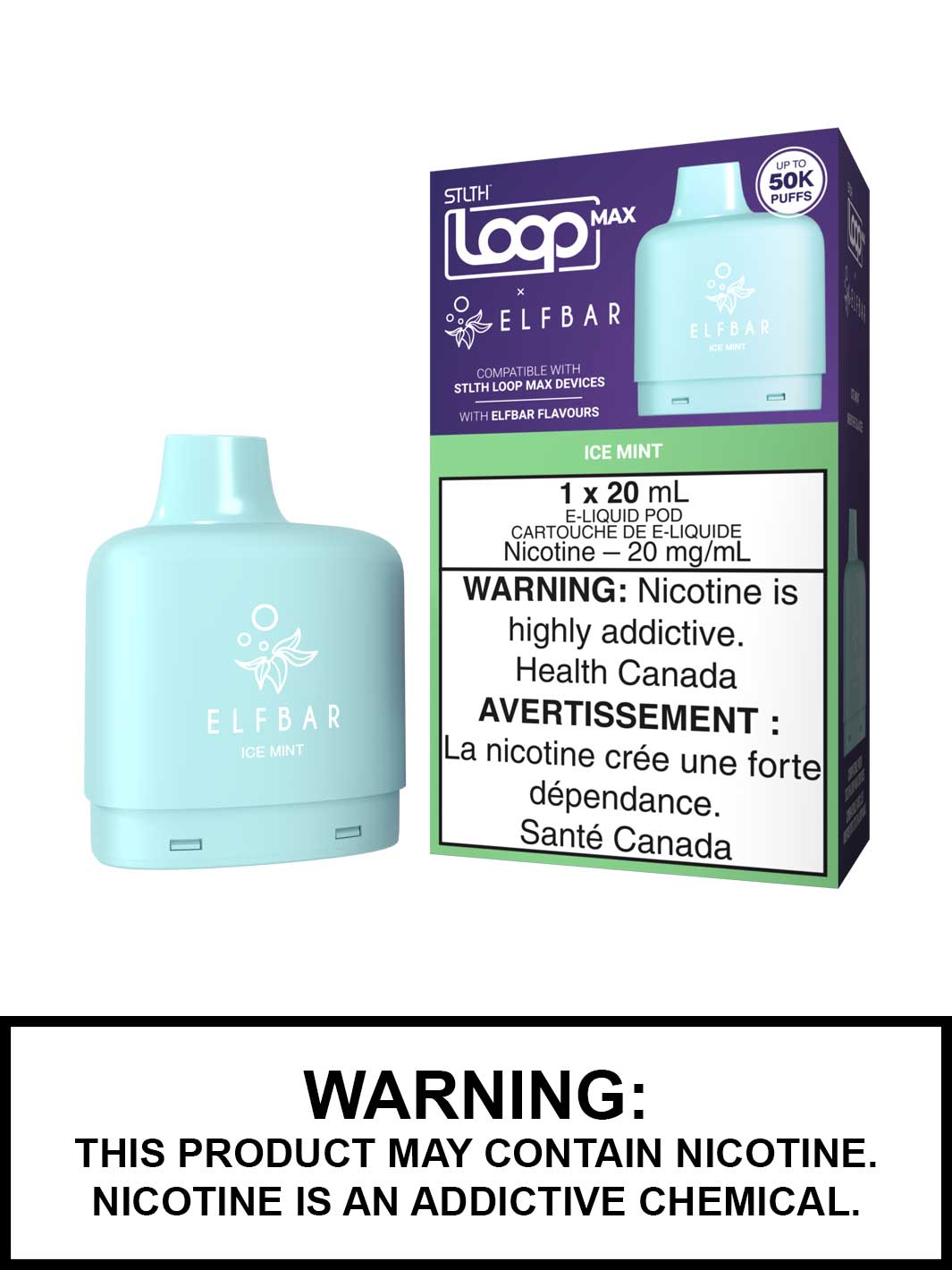 Ice Mint STLTH Loop Max x Elf Bar Pods Canada, 50K Puffs