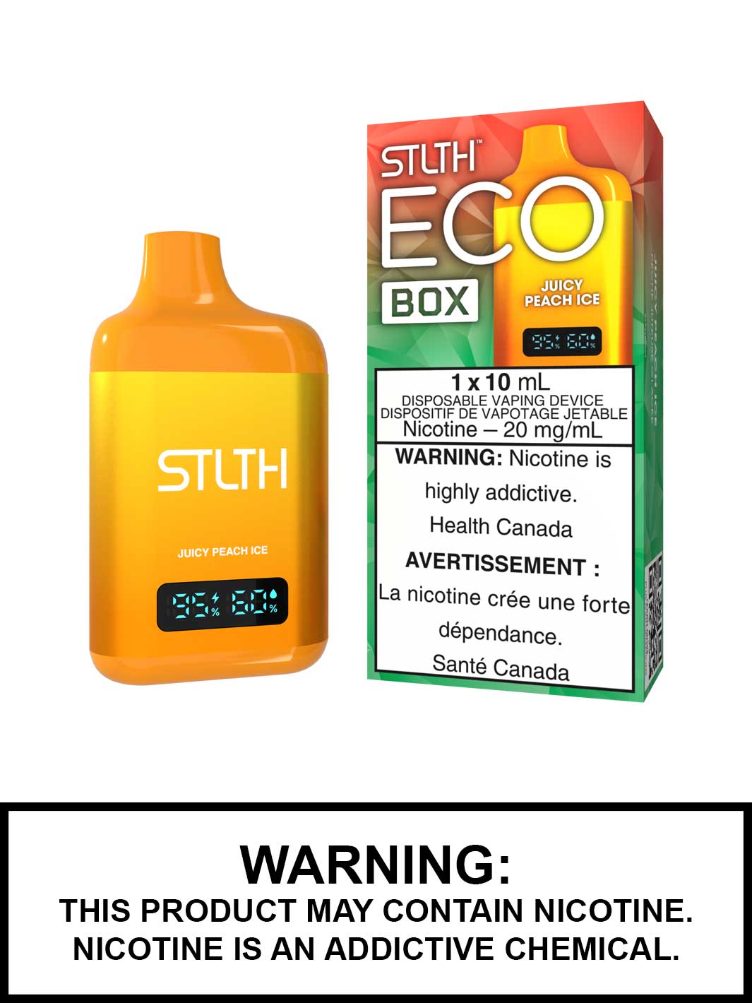 Juicy Peach Ice STLTH Eco Box Disposable Vape, STLTH Vape, Vape360 Canada
