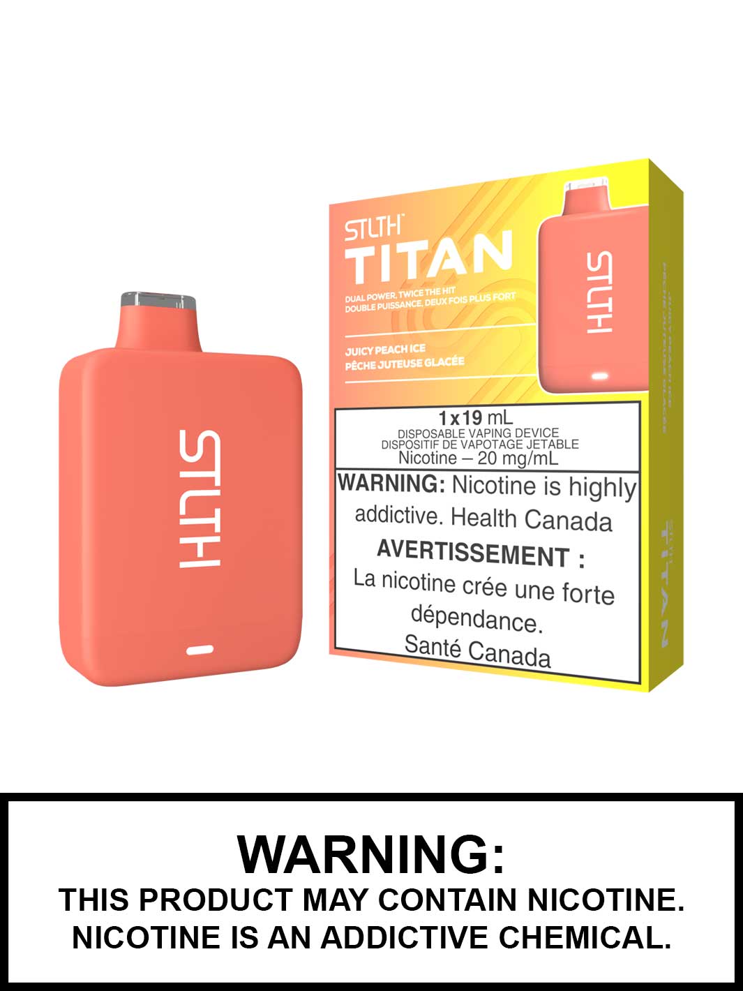 Juicy Peach Ice STLTH Titan 10K Disposable Vape, 10000 Puffs STLTH Disposable, Vape360