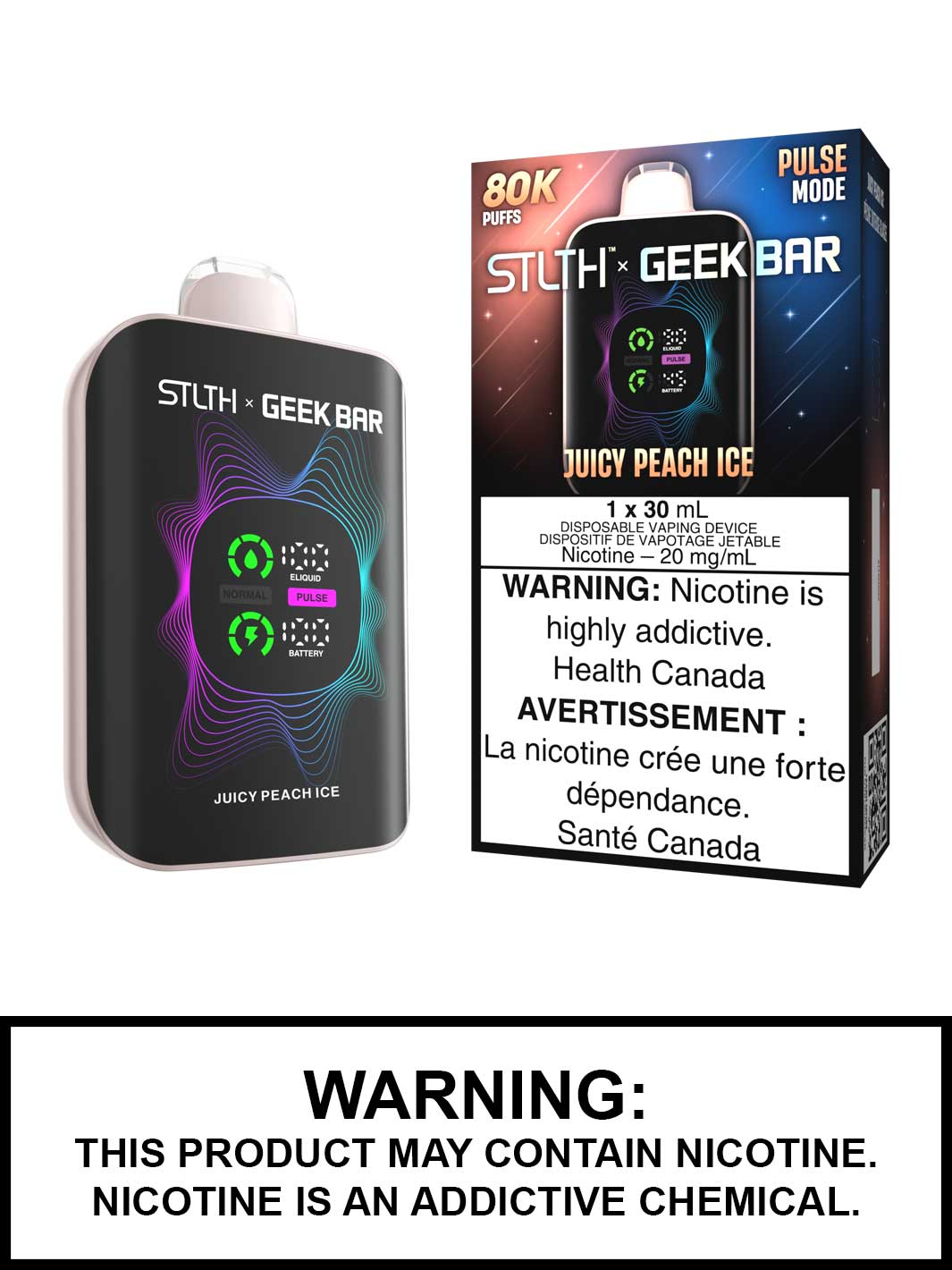 Juicy Peach Ice STLTH x Geek Bar Disposable Vape, Geek Bar Pulse Canada, Vape360