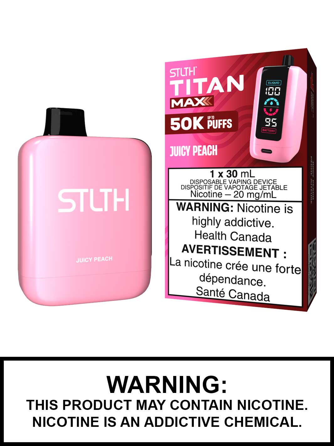 Juicy Peach STLTH Titan Max Disposable Vape, STLTH Vape, Vape360 Canada