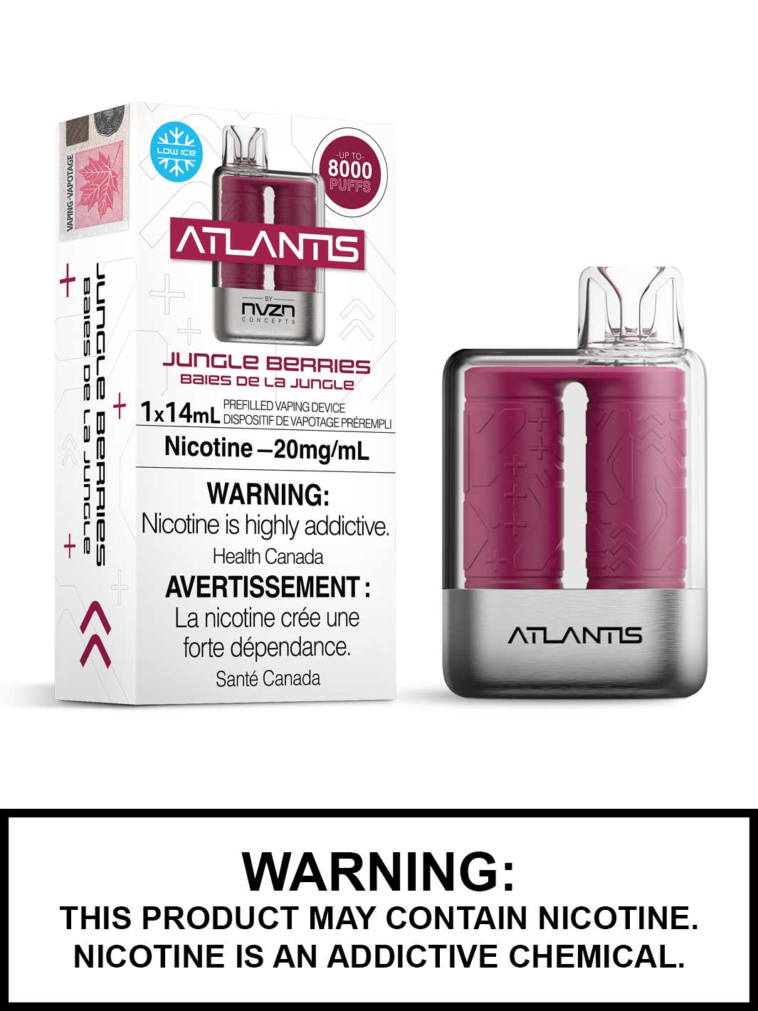 Jungle Berries Atlantis NVZN Disposable Vape, 8000 Puffs, Vape360 Canada