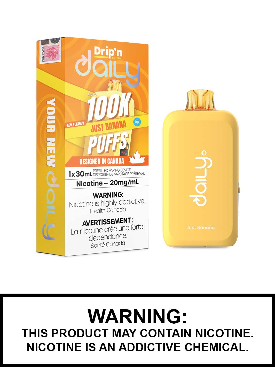 Just Banana Ice Drip'n Daily Disposable Vape, Dripn 100K