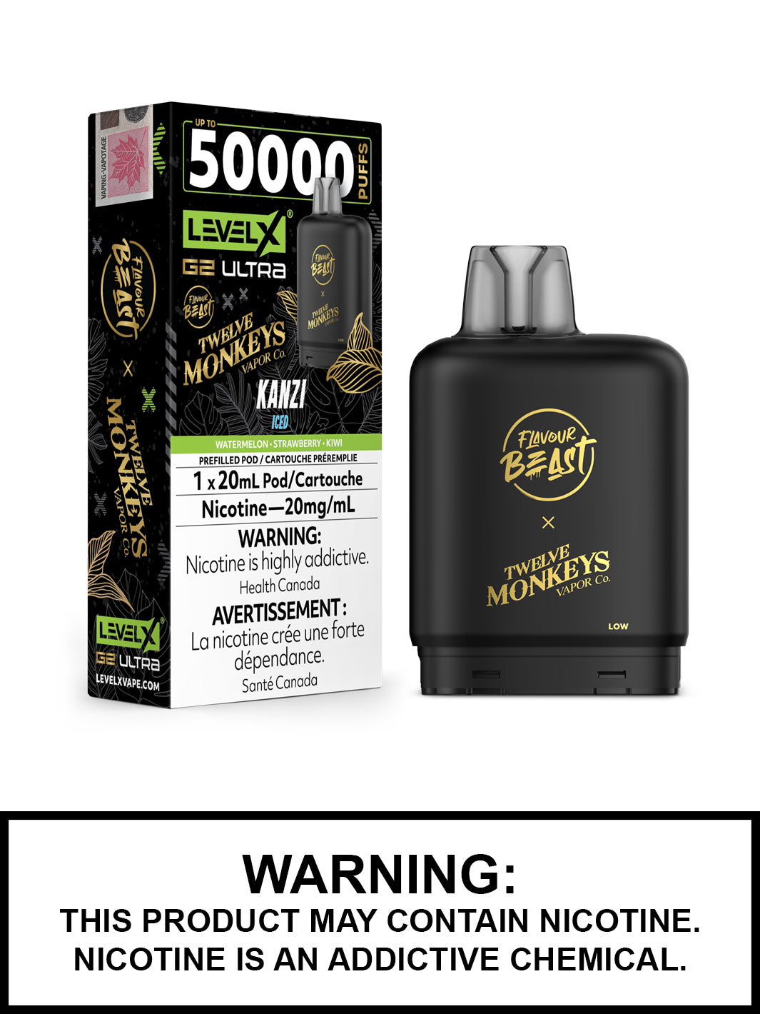 Kanzi Iced Level X Ultra Pod - Flavour Beast x Twelve Monkeys - 20mL
