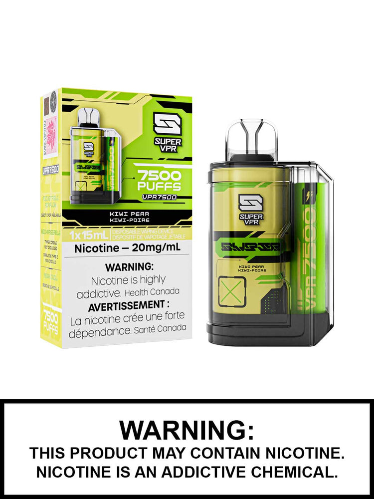 Kiwi Pear Super VPR 7500 disposable vape, VPR 7500, Super VPR disposable vapes, Vape360 Canada