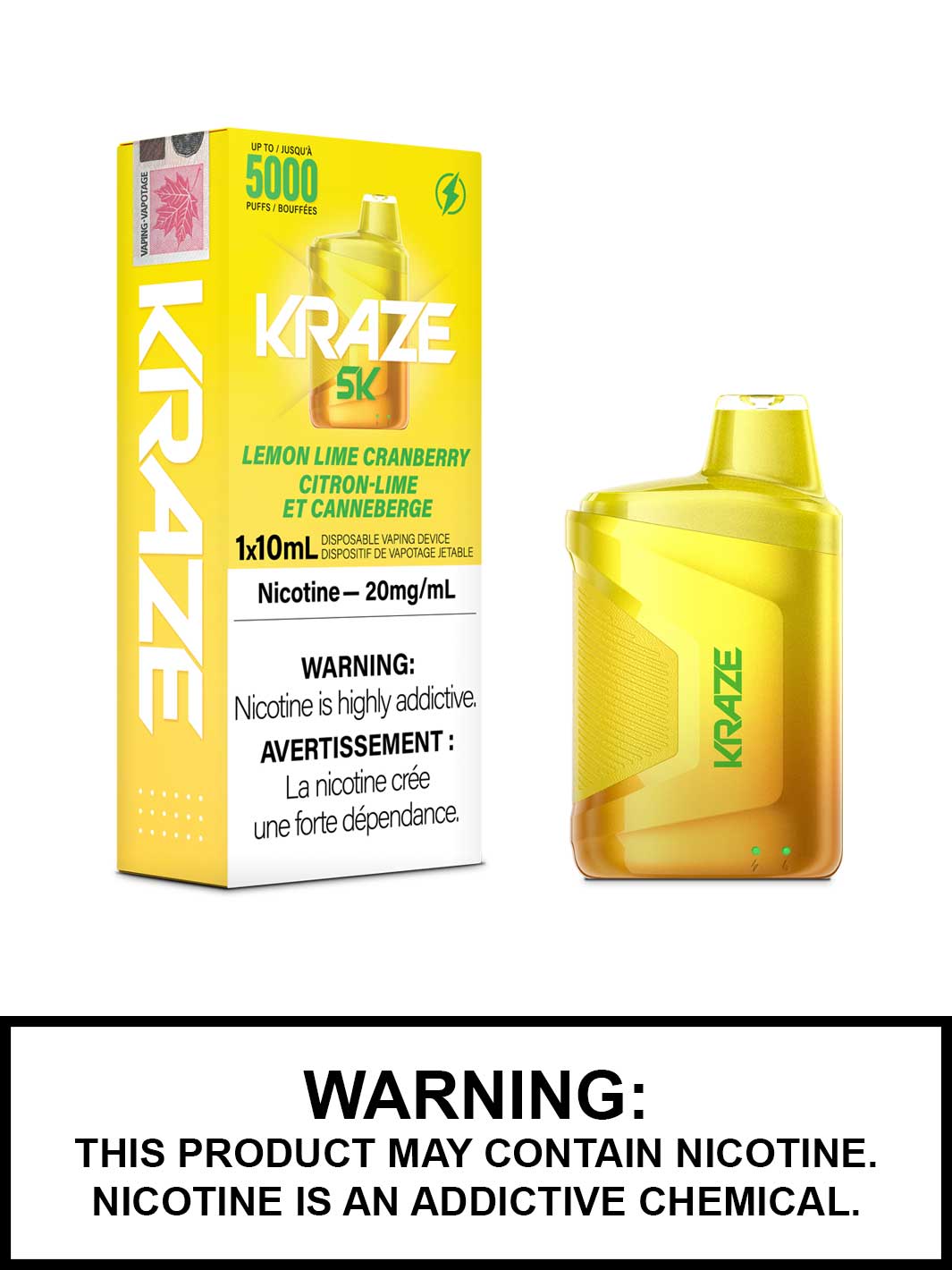Lemon Lime Cranberry Kraze 5000 Disposable Vape, Kraze, Vape360 Canada