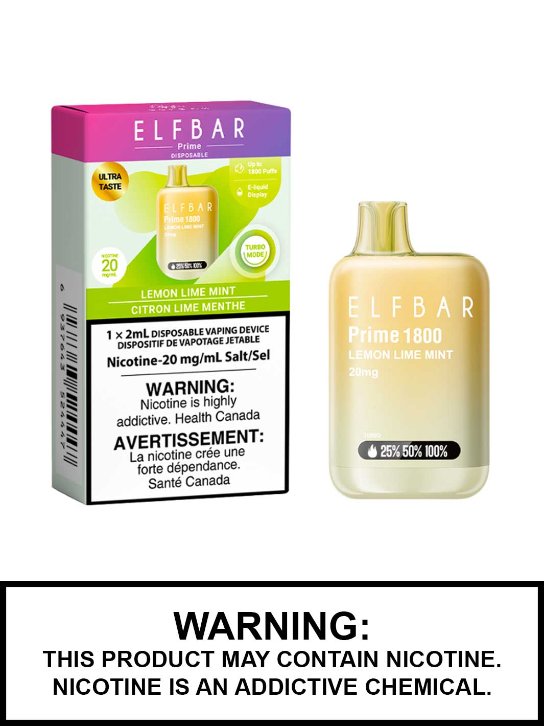 Lemon Lime Mint Elfbar Prime 1800 Disposable Vape, Elf Bar Prime Canada