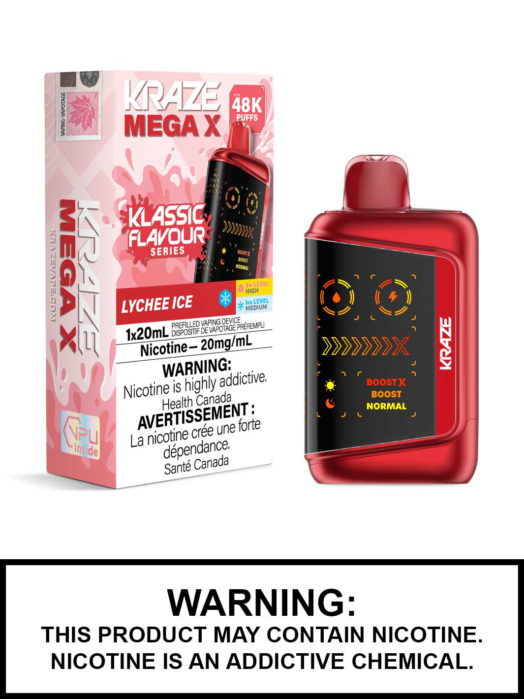 Lychee Ice Ice Kraze Mega X 48K Disposable Vapes, Kraze 48K